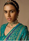 Brasso Woven Work Blue and Teal Designer Contemporary Saree - 3