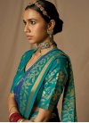 Brasso Woven Work Blue and Teal Designer Contemporary Saree - 1