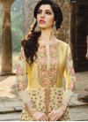 Embroidered Work Faux Georgette Cream and Yellow Trendy Designer Salwar Suit - 2