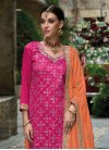 Embroidered Work Dola Silk Orange and Rose Pink Designer Palazzo Salwar Suit - 2