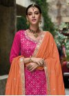 Embroidered Work Dola Silk Orange and Rose Pink Designer Palazzo Salwar Suit - 1