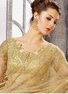 Embroidered Work Net Cream and Gold Pant Style Designer Salwar Suit - 1