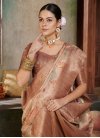 Beige and Brown Woven Work Designer Contemporary Style Saree - 1