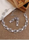 Alluring Silver Rodium Polish Alloy Jewellery Set For Ceremonial - 1