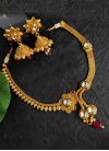 Regal Gold and Maroon Copper Gold Rodium Polish Necklace Set For Ceremonial - 1