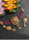 Perfect Gold and Purple Diamond Work Necklace Set For Ceremonial - 1
