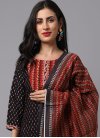 Polly Cotton Black and Maroon Readymade Designer Salwar Suit - 1