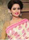 Fancier Cotton Silk Beige and Hot Pink Resham Work Trendy Saree For Ceremonial - 1