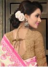Fancier Cotton Silk Beige and Hot Pink Resham Work Trendy Saree For Ceremonial - 2