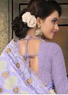 Immaculate Cotton Silk Resham Work Lavender and Off White Traditional Saree - 2