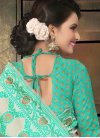 Beige and Turquoise Contemporary Style Saree - 2