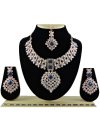 Royal Silver Rodium Polish Diamond Work Necklace Set - 1