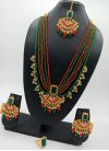 Artistic Gold Rodium Polish Alloy Green and Red Necklace Set - 1