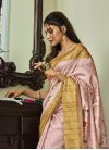 Handloom Silk Mustard and Pink Digital Print Work Trendy Classic Saree - 1