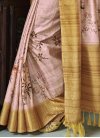Handloom Silk Mustard and Pink Digital Print Work Trendy Classic Saree - 3