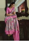 Grey and Hot Pink Handloom Silk Designer Contemporary Saree - 3