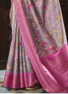 Grey and Hot Pink Handloom Silk Designer Contemporary Saree - 2