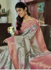 Digital Print Work Handloom Silk Pink and Sea Green Traditional Designer Saree - 3