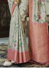 Digital Print Work Handloom Silk Pink and Sea Green Traditional Designer Saree - 2