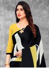 Silk Georgette Black and Yellow Traditional Designer Saree For Casual - 1