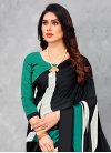 Digital Print Work Black and Teal Contemporary Style Saree - 1