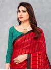 Red and Teal Trendy Classic Saree - 1