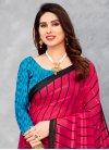 Satin Silk Light Blue and Rani Traditional Saree For Casual - 1
