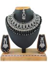 Elegant Alloy Silver Rodium Polish Diamond Work Necklace Set - 1