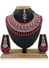 Lordly Silver Rodium Polish Diamond Work Necklace Set For Party - 1