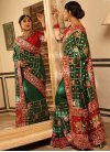 Green and Red Embroidered Work Designer Contemporary Style Saree - 3