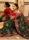 Green and Red Embroidered Work Designer Contemporary Style Saree - 1