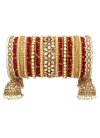 Opulent Off White and Red Alloy Gold Rodium Polish Bangles For Bridal - 2
