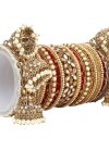 Opulent Off White and Red Alloy Gold Rodium Polish Bangles For Bridal - 1