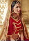 Fashionable Beads Work Red Color Half N Half Wedding Saree - 1