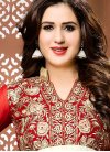 Tiptop Booti Work Faux Georgette Red and White Anarkali Salwar Kameez For Festival - 1