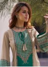 Beige and Sea Green Designer Straight Salwar Suit For Festival - 1