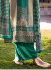Beige and Sea Green Designer Straight Salwar Suit For Festival - 3