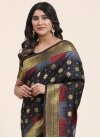 Woven Work Black and Grey Trendy Classic Saree - 1