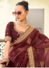 Embroidered Work Faux Georgette Trendy Designer Saree For Ceremonial - 1