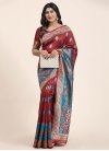 Crimson and Light Blue Art Silk Traditional Designer Saree - 1