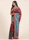 Crimson and Light Blue Art Silk Traditional Designer Saree - 2