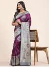 Woven Work Grey and Purple Designer Contemporary Saree - 3