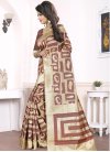 Breathtaking Thread Work Silk Beige and Brown Trendy Saree - 2