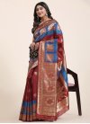 Blue and Maroon Designer Contemporary Saree For Ceremonial - 2