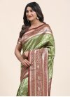 Woven Work Maroon and Mint Green Designer Contemporary Saree - 1