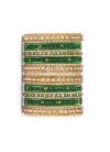 Amazing Alloy Gold and Green Stone Work Bangles - 1