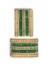 Amazing Alloy Gold and Green Stone Work Bangles - 2