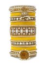 Dignified Alloy Gold and Yellow Beads Work Bangles - 2