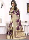 Beige and Purple Trendy Classic Saree For Festival - 2