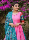 Dola Silk Hot Pink and Teal Readymade Long Length Gown - 1